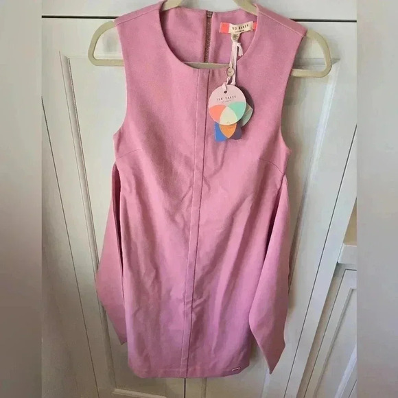 NWT $229 Ted Baker Papron Tie Front Dress-Pink-(Ted Baker Size 1) - Picture 6 of 13
